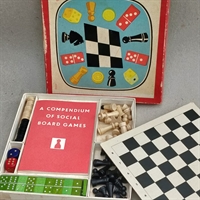 skak dam domino og andre spil i original æske gamle